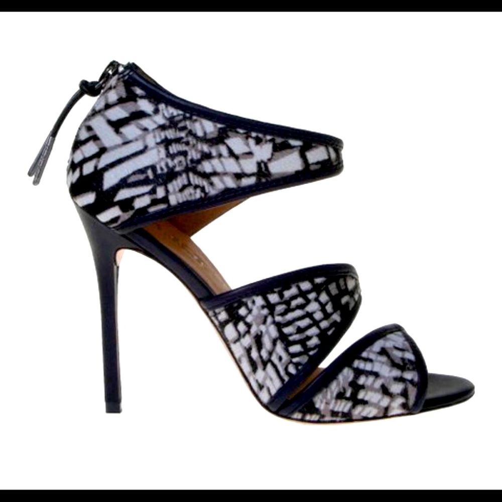 L.A.M.B black and white open toe heels. Worn once